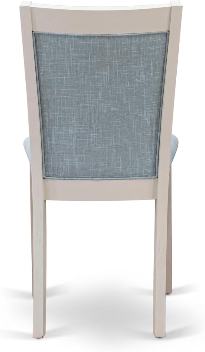 East West Furniture V097MZ015-6 6 Piece Dining Table Set Contains a Rectangle Dining Room Table and 4 Baby Blue Linen Fabric Parson Chairs with a Bench, 40x72 Inch, Multi-Color