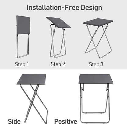 Garden 4 you Folding TV Tray Table/TV Dinner Trays Tables for Eating,Stable Tv Trays Table 25In, Folding Tray Side Table, Foldable Snack Tables for Bed & Sofa, 15 x 18.9 x 26 in (Grey,1PC)