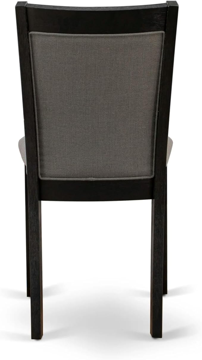 X12MZ-0C6-50 - 14-Pc Dining Room Table Set a Rectangular Table with a coffee table and 12 Dark Gotham Grey Linen Fabric Dining Chair, 39x120 Inch, Wire Brushed Black