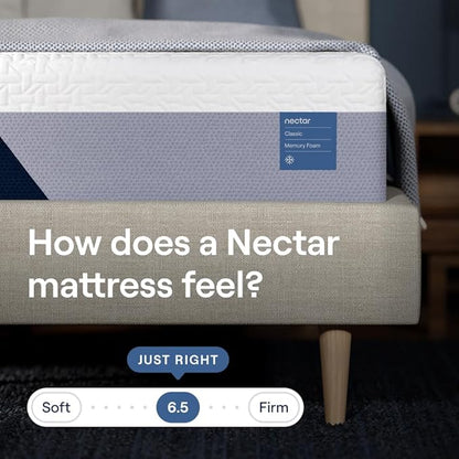 Nectar King Adjustable Base & 12” Mattress (New Version) - Head & Foot Incline - Medium Firm Memory Foam - Cooling Top Layer - 3 Massage Settings - 365-Night Mattress Trial & Forever Warranty