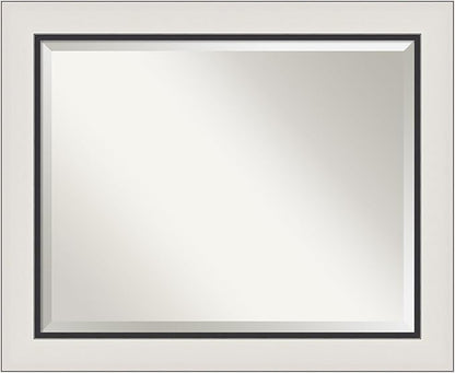 Amanti Art Silver Bathroom Mirror for Over Sink, 28x34 Ellie Silver Black Rectangle Vanity Mirror, Large Modern Contemporary Frame, Hangs Horizonally and Vertically, Bathroom Wall Decor, Beveled Edge