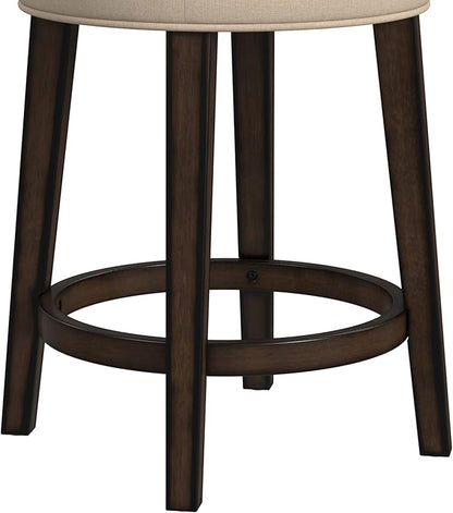 Hillsdale Krauss Backless Swivel Counter Stool, Charcoal Gray Finish with Linen Stone Fabric
