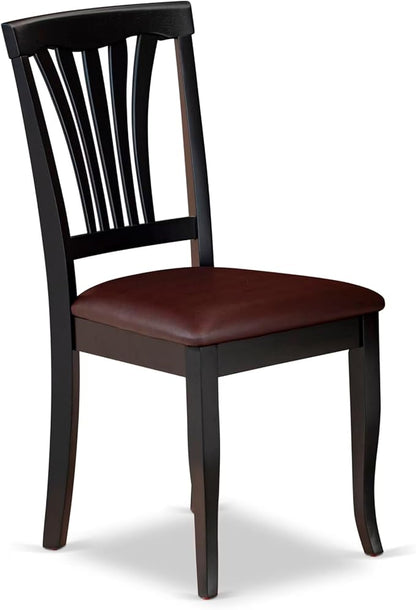East West Furniture HLAV3-BCH-LC 3 Piece Dinette Set for Small Spaces Contains a Round Dining Table with Pedestal and 2 Faux Leather Dining Room Chairs, 42x42 Inch, Black & Cherry