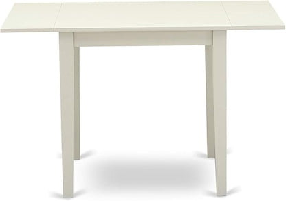 East West Furniture NDGR5-LWH-W 5 Piece Dining Room Furniture Set Includes a Rectangle Kitchen Table with Dropleaf and 4 Dining Chairs, 30x48 Inch, Linen White