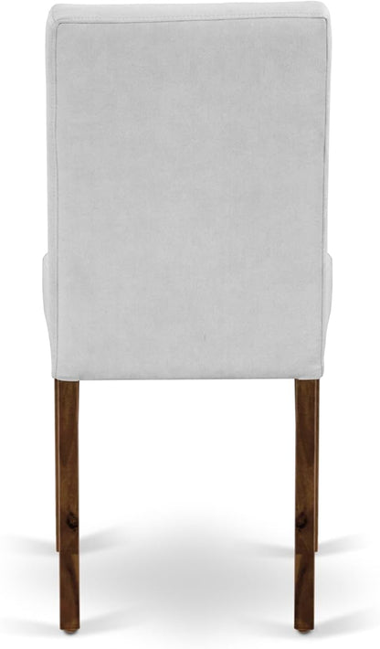 East West Furniture DLAS3-AWA-27 3 Piece Mid Century Modern Dining Set contain A Wood Table and 2 Light Gray Polyester Fabric Mid Century Modern Dining Chairs, Antique Walnut