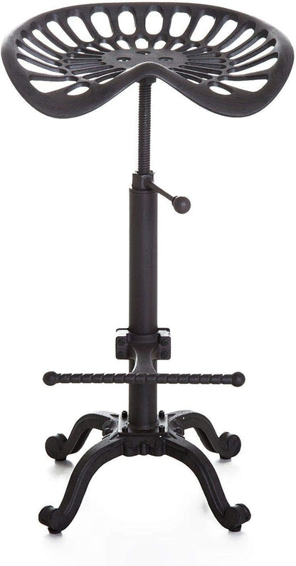 LOKKHAN Rustic Industrial Bar Stool - Cast Iron Tractor Seat - Adjustable Counter Height Swivel Breakfast Bar - Farmhouse Metal Stool - 19.7-26.8 Inch Seat Height