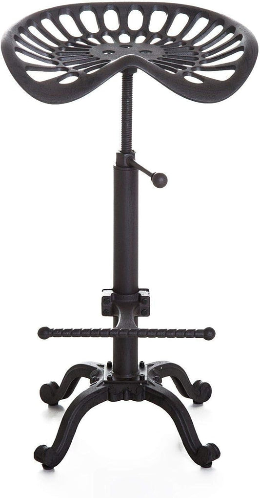LOKKHAN Tractor Seat Bar Stool-Rustic Industrial Bar Stool-Farmhouse Cast Iron Swivel Stool-Counter Height Adjustable-Extra Tall Pub Height-24-31 inch (Matte Rust)