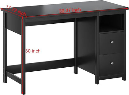 Desk with Drawers,Modern Small Computer Desk for Home Office with Storage Drawers, Makeup Vanity Desk Dressing Table for Bedroom,Filing Cabinet Writing Table PC Desks for Study (Black, 39.3")