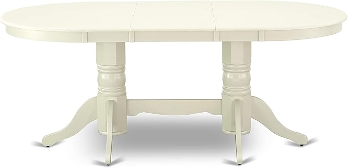 East West Furniture VAKE5-LWH-W 5 Piece Kitchen Table Set for 4 Includes an Oval Dining Room Table with Butterfly Leaf and 4 Solid Wood Seat Chairs, 40x76 Inch, Linen White