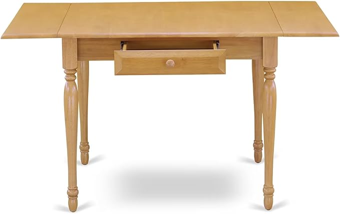 East West Furniture MZAN3-OAK-W 3 Piece Dining Table Set for Small Spaces Contains a Rectangle Dining Room Table with Dropleaf and 2 Wood Seat Chairs, 36x54 Inch, Oak
