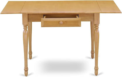 East West Furniture MZAN3-OAK-W 3 Piece Dining Table Set for Small Spaces Contains a Rectangle Dining Room Table with Dropleaf and 2 Wood Seat Chairs, 36x54 Inch, Oak