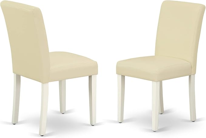 East West Furniture V097AB264-7 7 Piece Kitchen Table & Chairs Set Consist of a Rectangle Dining Table with V-Legs and 6 White Faux Leather Parson Dining Chairs, 40x72 Inch, Multi-Color