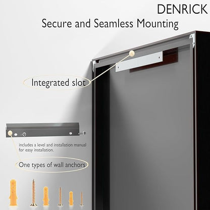 DENRICK 20X36 Wall Mounted Large Bathroom Mirror Black Bathroom Rectangular Vanity Mirror Matte Black Wall Mirror Metal Framed Farmhouse Mirrors Aluminum Frame Modern Rectangle Mirrors