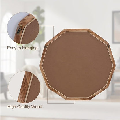 ULIKE White Wood Mirror for Wall, 30 Inch Rustic Farmhouse Mirror with Wood Frame, Decorative Wall Mounted Vanity Mirrors for Bathroom Bedroom Living Room Entryway