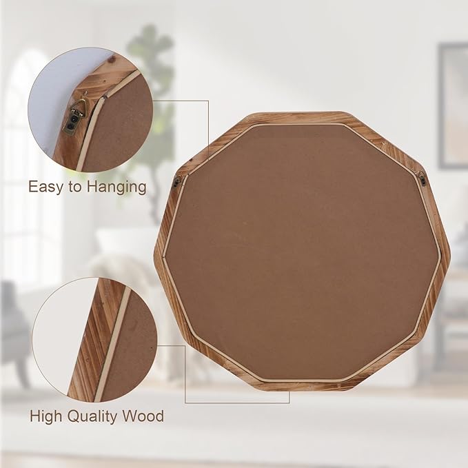 ULIKE White Wood Mirror for Wall, 24 Inch Rustic Farmhouse Mirror with Wood Frame, Decorative Wall Mounted Vanity Mirrors for Bathroom Bedroom Living Room Entryway