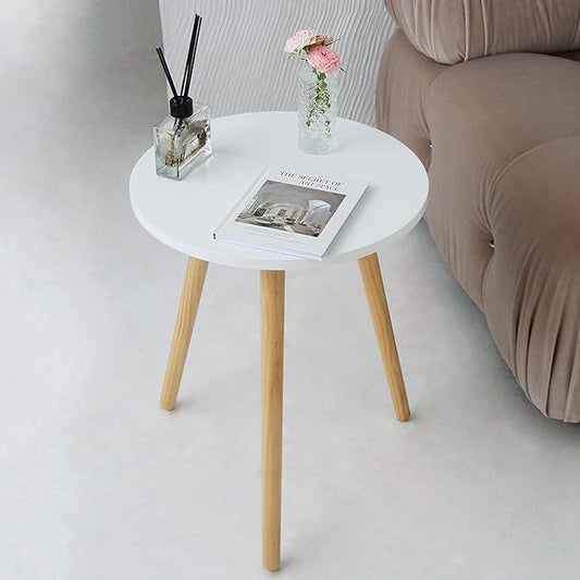 AWASEN Round Side/ End Table, Accent Nightstand Modern for Living Room Bedroom Office Small Spaces, 16''D x 19.5''H (White)