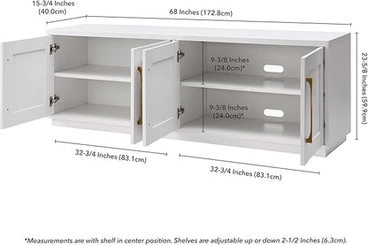 Henn&Hart Tillman Rectangular TV Stand for TV's up to 80" in, 68" Wide, White