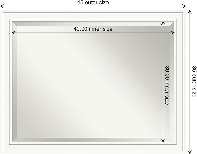 Amanti Art White Bathroom Mirror for Over Sink, 35x45 Craftsman White Rectangle Vanity Mirror, X-Large Casual Wood Frame, Hangs Horizonally and Vertically, Bathroom Wall Decor, Beveled Edge from WI