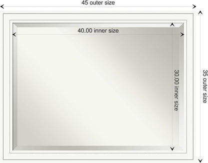 Amanti Art White Bathroom Mirror for Over Sink, 35x45 Craftsman White Rectangle Vanity Mirror, X-Large Casual Wood Frame, Hangs Horizonally and Vertically, Bathroom Wall Decor, Beveled Edge from WI
