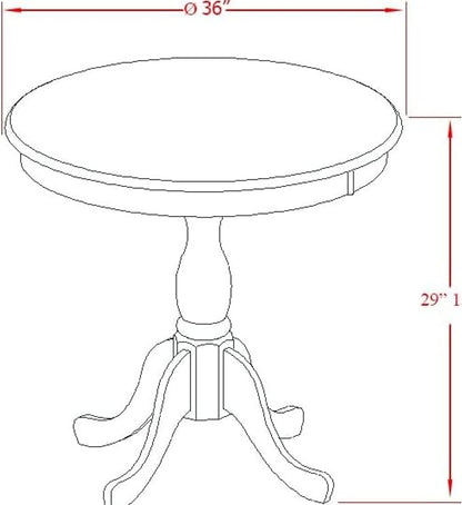 East West Furniture AMSI3-BCH-21 3 Piece Dinette Set for Small Spaces Contains a Round Kitchen Table with Pedestal and 2 Blue Linen Fabric Parson Dining Chairs, 36x36 Inch, Black & Cherry
