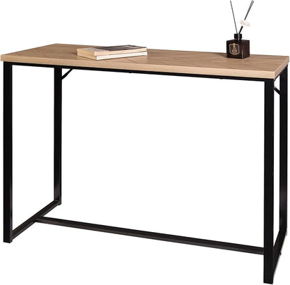 AC Pacific Bali Coastal Modern Narrow Console Table for Entryway, Hallway Decor, and Small Spaces, Compact Living Room Furniture with Natural Wood Top and Black Metal Legs, 39" Long