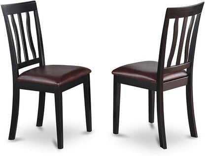 East West Furniture DLAN3-BCH-LC 3 Piece Kitchen Table Set for Small Spaces Contains a Round Dining Room Table with Dropleaf and 2 Faux Leather Upholstered Chairs, 42x42 Inch, Black & Cherry