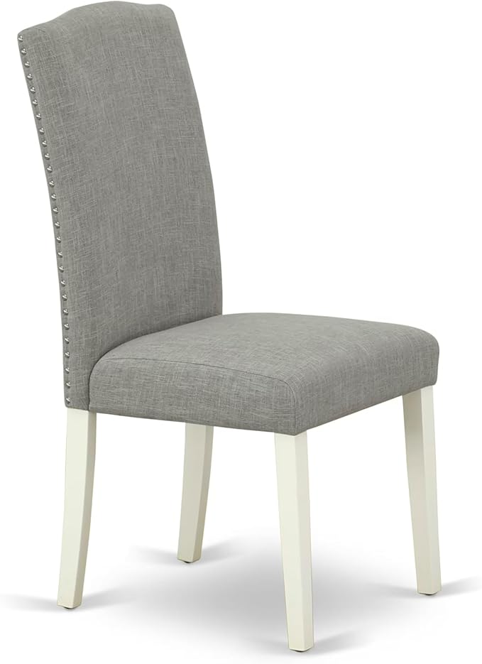 East West Furniture V027EN206-5 5 Piece Kitchen Table & Chairs Set Includes a Rectangle Dining Room Table with V-Legs and 4 Dark Shitake Linen Fabric Parsons Chairs, 40x72 Inch, Multi-Color
