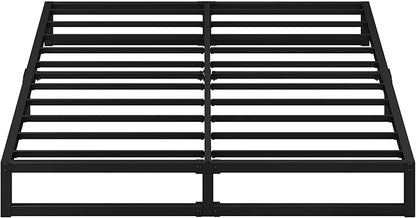 EMODA 7 Inch Queen Bed Frame No Box Spring Needed Heavy Duty Metal Platform BedFrame Queen Size with Steel Slats, Easy Assembly, Black