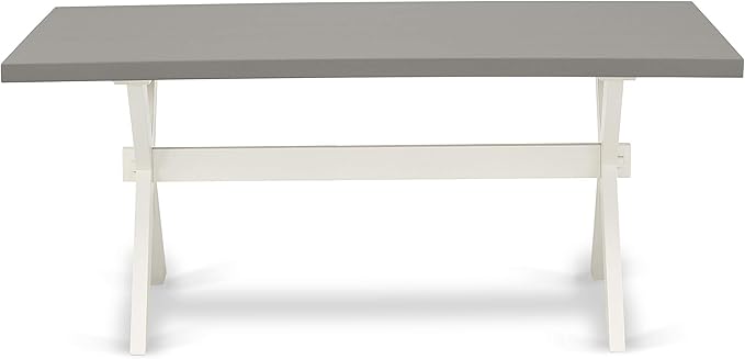East West Furniture X097CE215-6 6 Piece Dining Room Table Set Contains a Rectangle Kitchen Table with X-Legs and 4 Baby Blue Linen Fabric Parson Chairs with a Bench, 40x72 Inch, Multi-Color