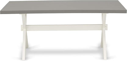 East West Furniture X097CE215-5 5 Piece Dining Room Table Set Includes a Rectangle Dining Table with X-Legs and 4 Baby Blue Linen Fabric Upholstered Parson Chairs, 40x72 Inch, Multi-Color