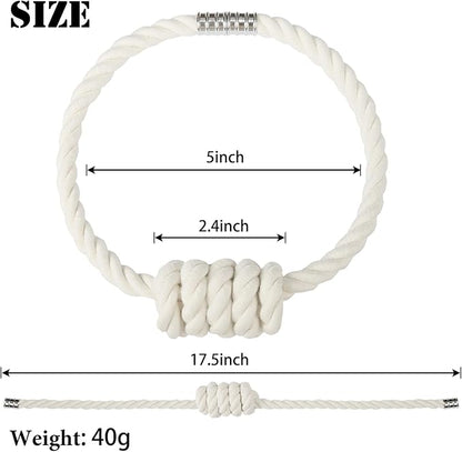 BEL AVENIR Magnetic Cotton Curtain Tiebacks, Decorative Drapery Holdbacks Modern Woven Tie-Backs with Exquisite Knot (Cotton, 6 Pack)