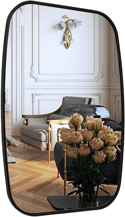 ANDY STAR Black Oval Mirrors for Bathroom, 24x36 Inch Oblong Bathroom Mirrors for Over Sink, Modern Metal Vanity Mirror, Non-Rusting SUS304 Metal Tube Frame Rounded Rectangle Mirror
