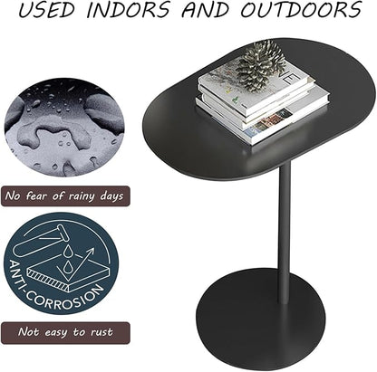 C-Shaped Side Table, Iron End Table for Couch Sofa and Bed, Small Metal Black Side Tables for Living Room Bedroom (Black, High-24.8in/63cm)