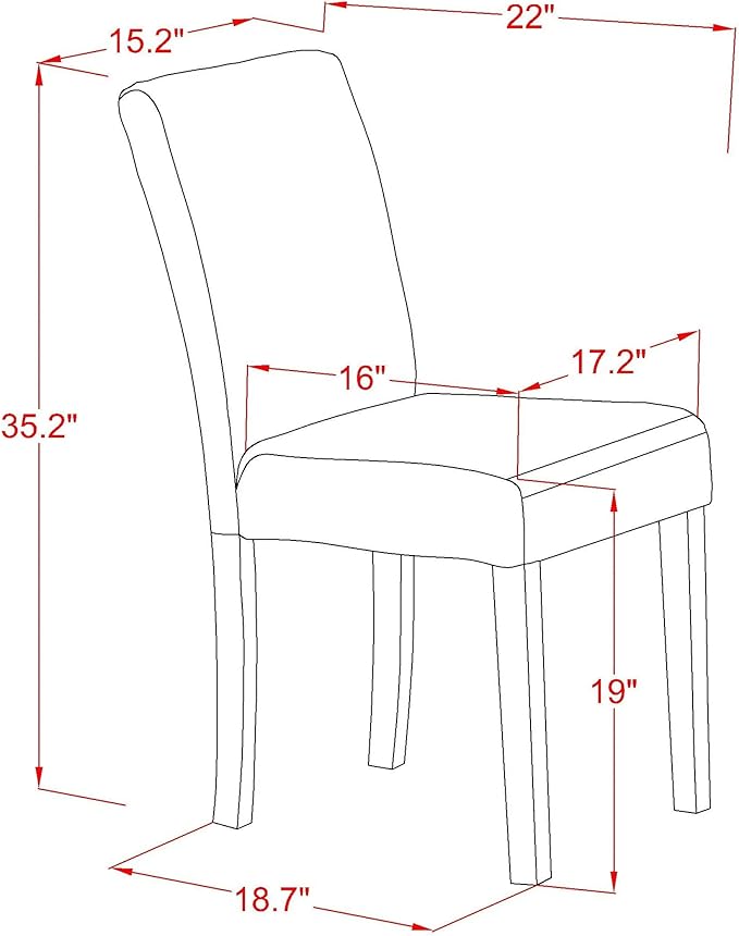 East West Furniture ANAB3-MAH-72 3 Piece Dinette Set for Small Spaces Contains a Round Kitchen Table with Pedestal and 2 Firebrick Red Faux Leather Parsons Chairs, 36x36 Inch, Mahogany