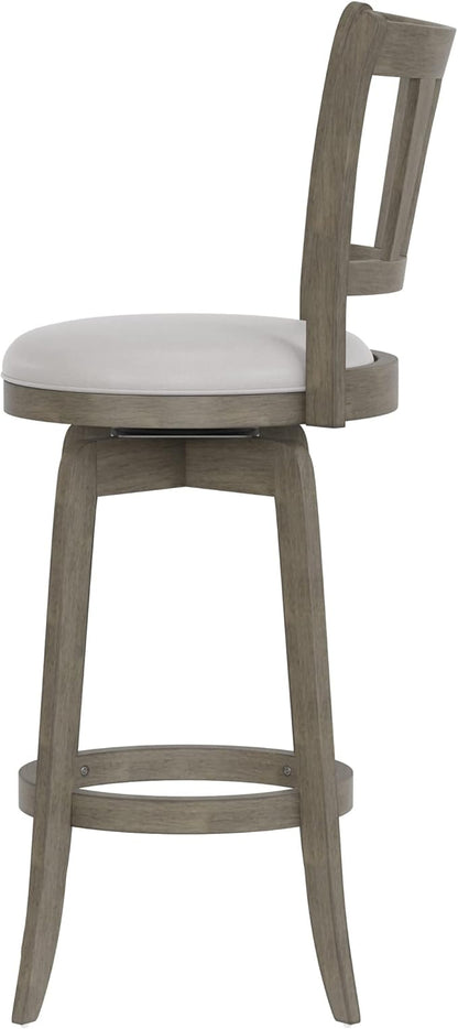 Hillsdale, Presque Isle Wood Bar Height Swivel Stool, 19"D x 17.5"W x 43.5"H, Aged Gray