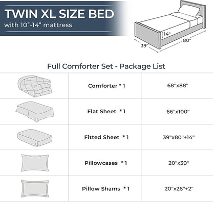 HEVUMYI Twin-XL Comforter Set - 5-Piece All Season Bed in a Bag Twin-XL, Ultra Soft Bedding Set with Comforter, Flat Sheet, Fitted Sheet, Pillowcases, Pillow Shams, Dark Grey