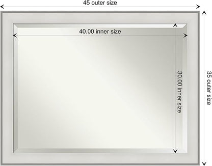 Amanti Art White Bathroom Mirror for Over Sink, 35x45 Imperial White Rectangle Vanity Mirror, X-Large Traditional Frame, Hangs Horizonally and Vertically, Bathroom Wall Decor, Beveled Edge