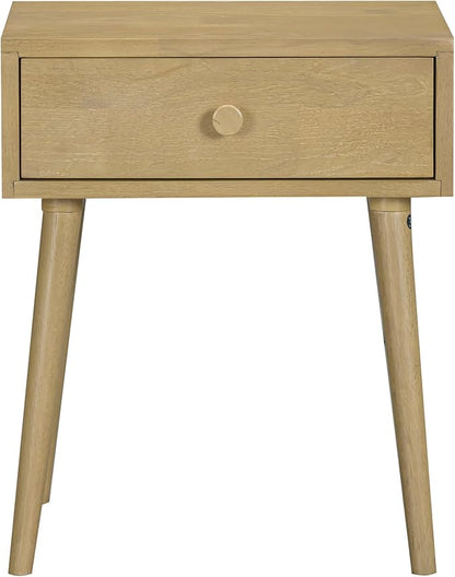 NTC Lux Solid Wood Nightstand, Mid Century Modern Side Table Bedroom, Bedside Furniture, Night Stand, End Table, Easy Assembly - Sand