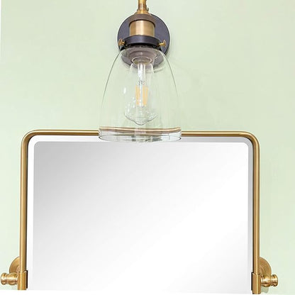 TEHOME 24 x 38'' Horizontal Farmhouse Gold Metal Framed Pivot Rectangle Bathroom Mirror Tilting Beveled Vanity Mirrors for Wall