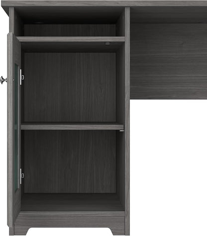 Bush Furniture Cabot L Shaped Computer Desk in Modern Gray | Corner Table with Drawers and Storage for Personal Home Office Workspace