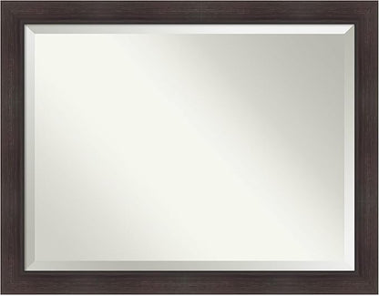 Amanti Art Brown Wall Mirror 36x46 Sloped Espresso Rectangle Bathroom Mirror for Wall Decor Living Room, X-Large Modern Frame, Hangs Horizonally and Vertically, Bathroom Decor, Beveled Edge