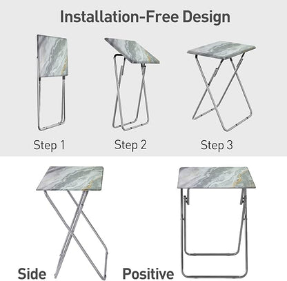 Folding TV Tray Table Set of 2,Dinner Snack Trays Table for Eating on Couch,Portable Metal Dinner Table for Small Sofa Bedside Tables with Light Weight, 15 x 18.9 x 26 in(Smoky Grey,2PCS)