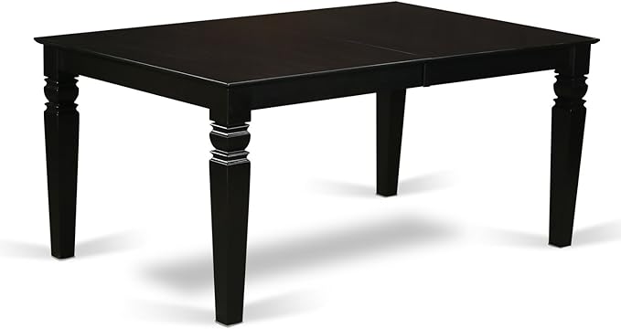 East West Furniture LGBO7-BLK-W 7 Piece Dining Set Consist of a Rectangle Dining Room Table with Butterfly Leaf and 6 Wood Seat Chairs, 42x84 Inch, Black