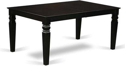 East West Furniture LGGR9-BLK-W 9 Piece Modern Dining Table Set Includes a Rectangle Wooden Table with Butterfly Leaf and 8 Dining Chairs, 42x84 Inch, Black