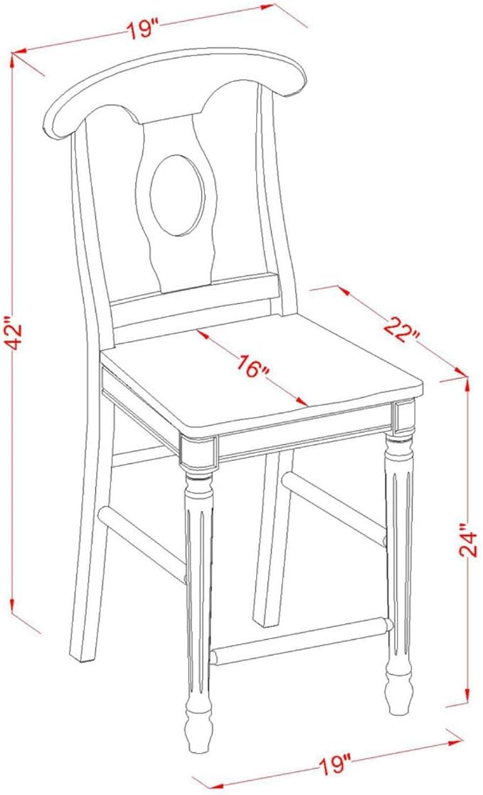 East West Furniture JAKE3-WHI-W 3 Piece Counter Height Dining Set for Small Spaces Contains a Round Wooden Table with Pedestal and 2 Kitchen Chairs, 36x36 Inch, Buttermilk & Cherry