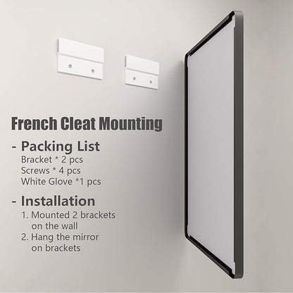 48x40 Inch Black Metal Framed Bathroom Mirror for Wall, Large Rounded Rectangle Mirror, Matte Black Bathroom Vanity Mirror, Anti-Rust, Shatterproof, Hangs Horizontally or Vertically