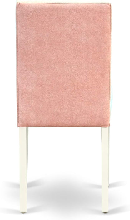 East West Furniture VAAS7-LWH-42 7 Piece Dining Table Set consists A Wooden Table and 6 Beige Red Polyester Fabric Parson Chairs with Stylish Back- Linen White Finish