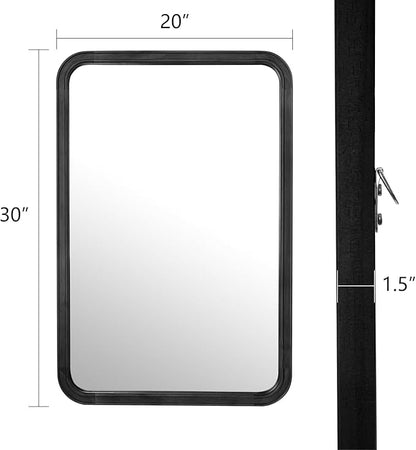 WallBeyond Wood Bathroom Mirror for Wall 20x30 Inch Wooden Frame Rectangle Mirror for Farmhouse Bathroom Vanity Wall Mounted Decorative Mirror (Horizontal/Vertical Black)