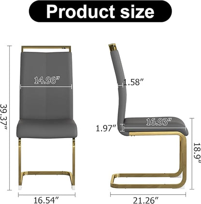 Dining Chairs Set of 2, Faux Leather Dining Chairs with Plated Chrome Metal Frame, Modern Kitchen Chairs Set with Padded Seat High Back for Dining Room, Kitchen Room, Living Room.
