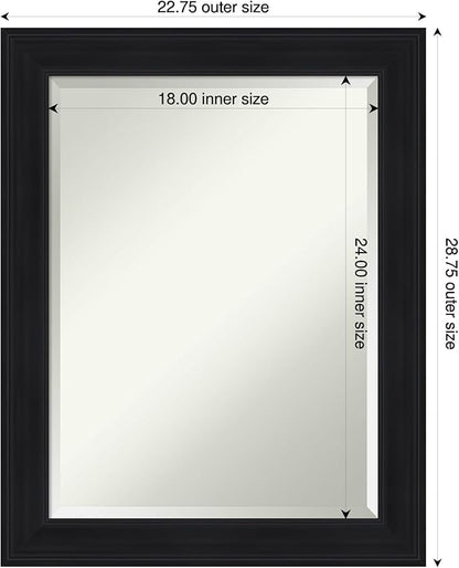 Amanti Art Black Bathroom Mirror for Over Sink, 29x23 Abbey Black Rectangle Vanity Mirror, Medium Traditional Frame, Hangs Horizonally and Vertically, Bathroom Wall Decor, Beveled Edge